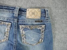 Miss Me Jeans Womens 26 Blue Denim Signature Ankle Skinny Bling Rhinestone