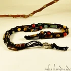 MEN'S AGATE & TIGER'S EYE & JASPER GENUINE GEMSTONE BEADS SHAMBALLA NECKLACE