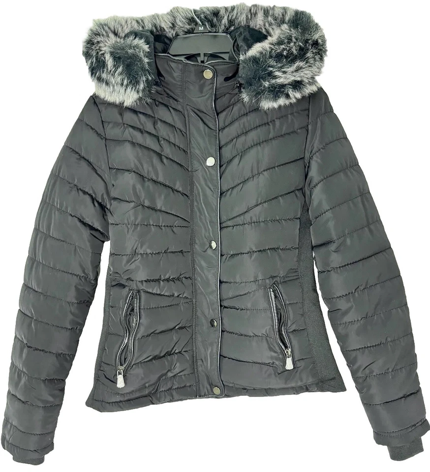 Snobbish Collection Girls Hooded Fitted Puffer Jacket Black Size M 10-12 - Image 4 of 4