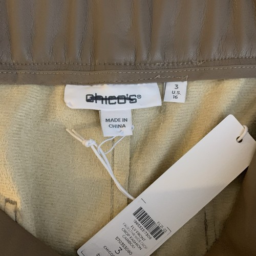 Chicos Pants NWT Size 3 (XL) Faux Leather Wide Leg Crop Fashion Caribou Career - Picture 6 of 10