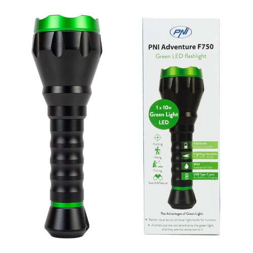 PNI Torcia Caccia Alluminio F750 LED Verde 10w, 500 lm 850m - Foto 1 di 10