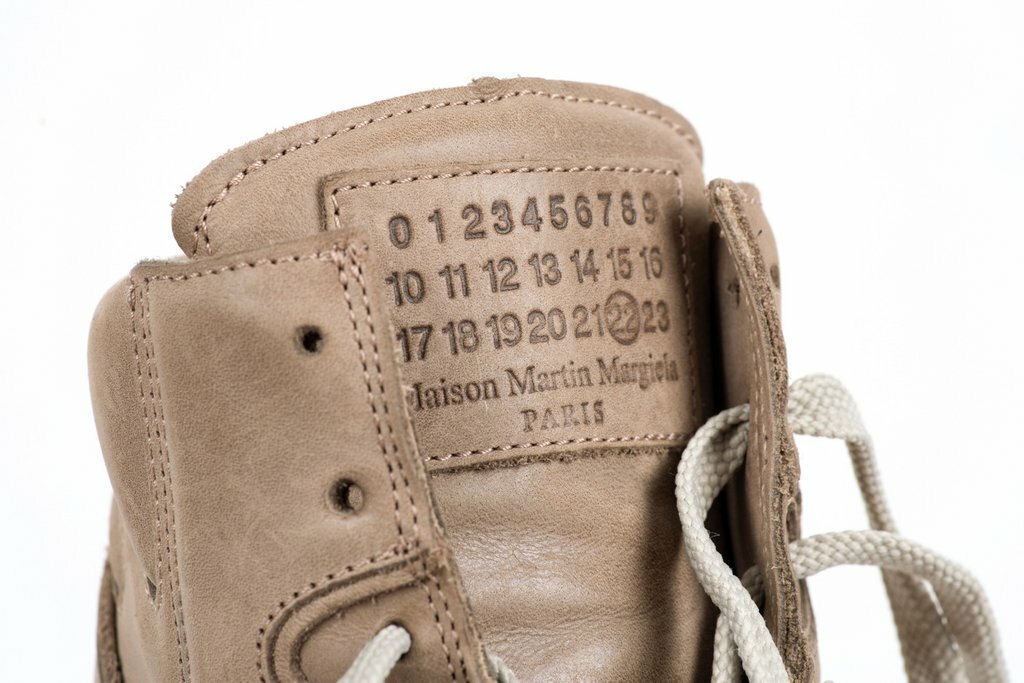 Maison Martin Margiela Taupe Brown Leather High Top Sneakers 