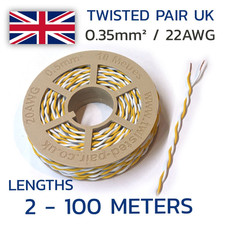 Yellow & White Twisted Wire 22 AWG / 0.35mm² Cable