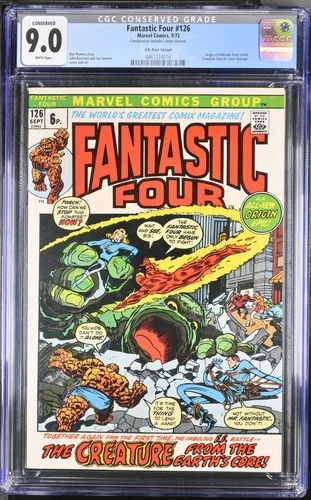 FANTASTIC FOUR #126 CGC 9.0W CONSERVED #4461224016 2ND HIGHEST GRADED UK COPY!!