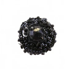 Statement Ring black Beads Elastic Stretch Band Adjustable Ring