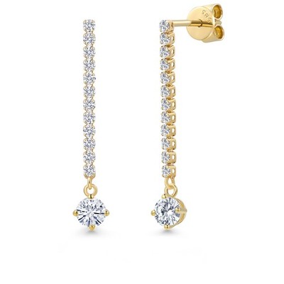 14K Yellow Gold Dangle Earrings Moissanite (0.82 Cttw)