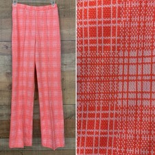 Vintage 1970s MOD Orange Pull On Flare Leg Trouser Polyester Pants Sz Small