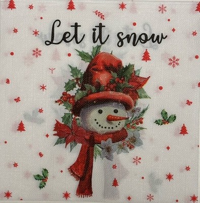 two Individual Beverage Paper Snowman Decoupage napkins Christmas Winter Red