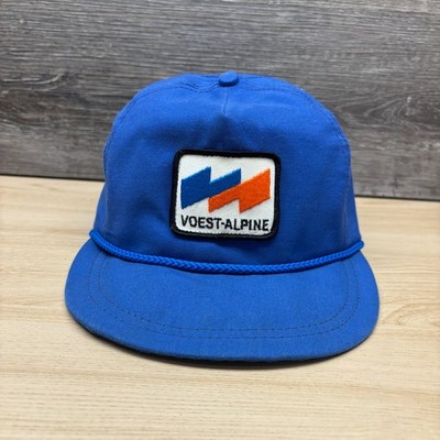 Vintage Voest-Alpine Hat Cap Strap Back Blue Rope Trucker Steel Industry Promo