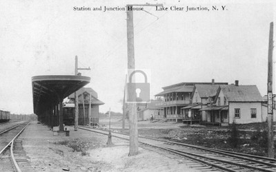 Railroad Train Station Depot Lake Clear Junction New York NY - Reprint