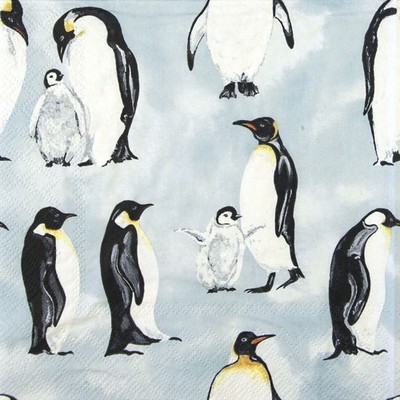 4x einzelne Papierservietten für Decoupage und Party - Pinguine Tiere