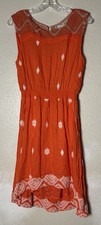 Chelsea & Violet Dress Orange Sleeveless Boho High-Low Embroidered Size L