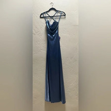 Windsor Trixie Blue Satin A-Line Formal Dress Size S NWT Prom Wedding HOCO