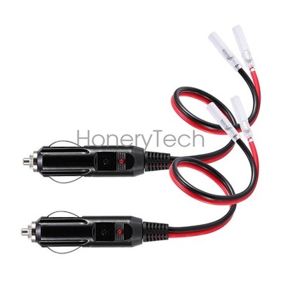 2Pcs Fused Male Car Cigarette Lighter Socket Plug Connector Cable Leads 12v-24v