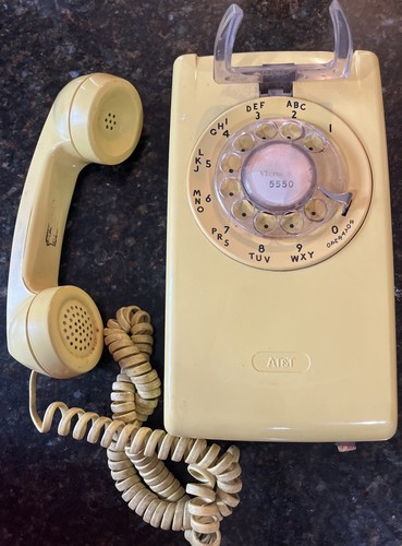 Vintage AT&T Bell System Rotary Wall Phone Harvest Yellow Retro Landline