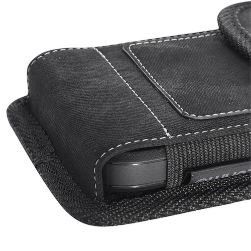 For Apple iPhone XR Black Denim Fabric Belt Clip Holster Pouch Case Cover - Picture 7 of 8