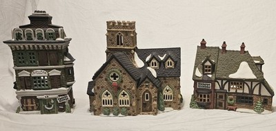 Lot Of 3 Dept 56 Dickens Village Knottinghill Church, Ebenezer Scrooge Nicholas 
