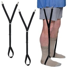 Shirt Stays for Men with Foot Loops Stirrup Style 1 Pair - Elastic Black Sh...