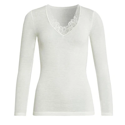 Sangora by Conta Damen langarm Unterhemd Schurwolle/Modal Spitze Spenzer 1/1 Arm - Bild 1 von 4