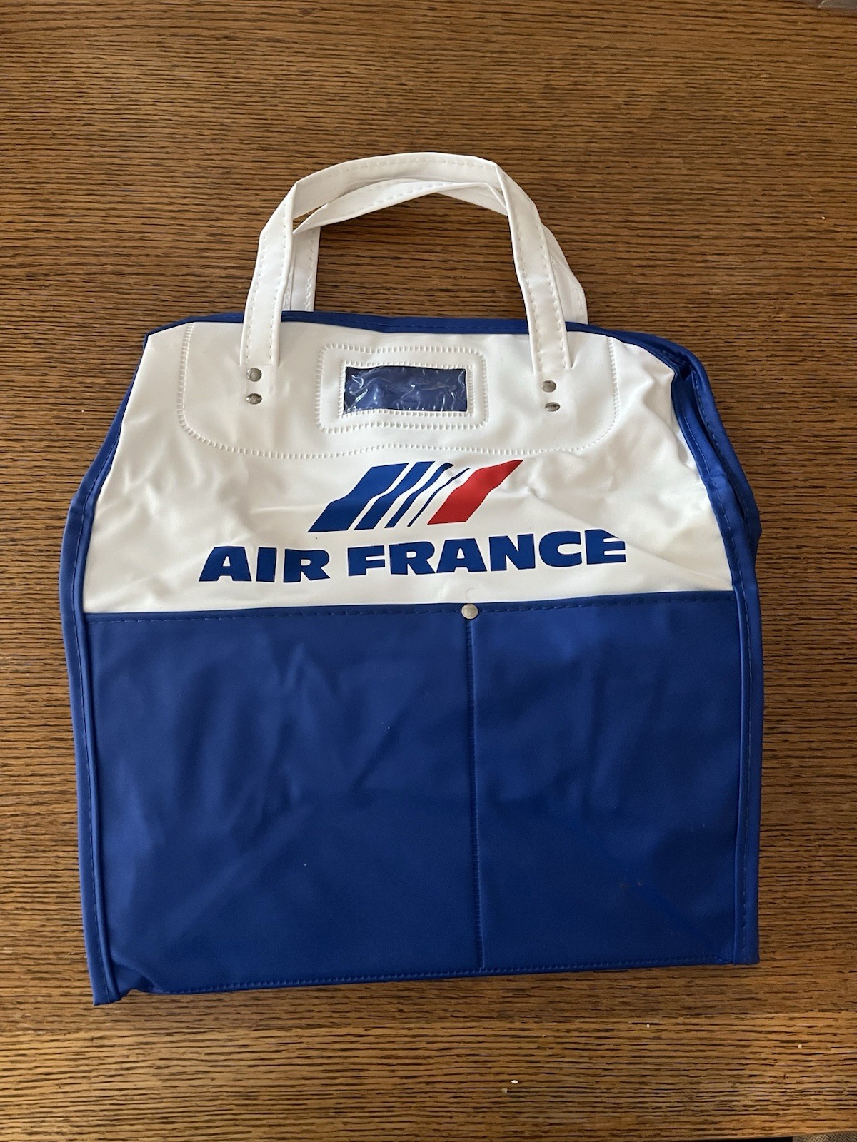 Bolso de mano vintage de viaje de vacaciones AIR FRANCE AIRLINE LEER