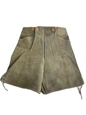 Vintage West Germany Gray Suede Leather Lederhosen German Oktoberfest Shorts 40