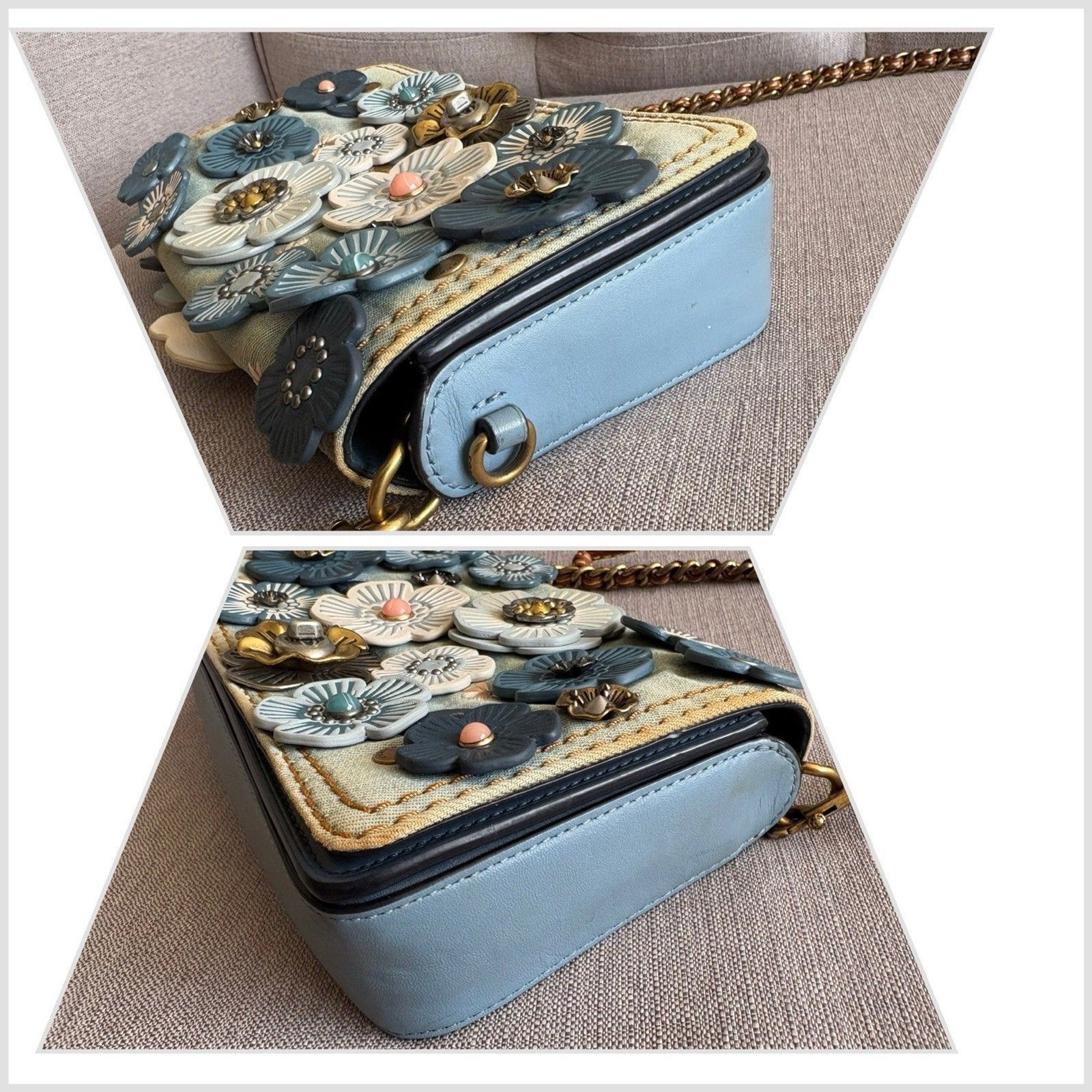 RARE! Coach 1941 Dinky Tea Rose Denim & Leather Flora… - Gem