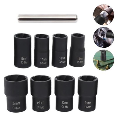 10pcs/set 14mm-27mm Bolt Extractor Set,Nut Socket Tool Remover Set 42 CR-MO NEW