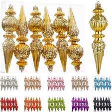 Gold Christmas Ornaments Set,6 Pack Plastic Shatterproof Christmas Ball Hangi...