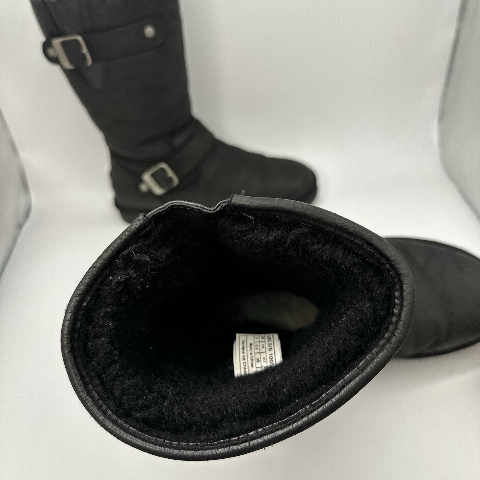 UGG-Sutter Moto Buckle Shearling Boot Women's Size 8 Black 1005374 image 3