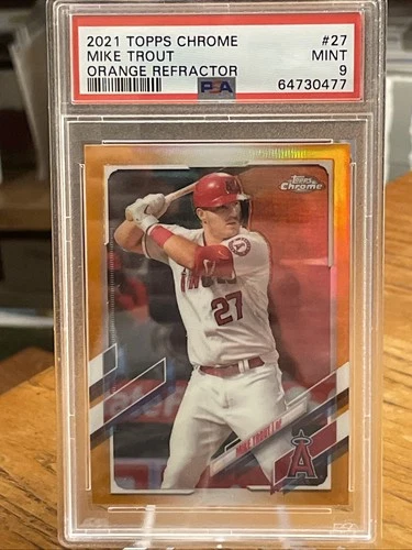 Mike Trout 2021 Topps Chrome Orange Refractor Card 22/25 #27 PSA 9🔥🔥🔥