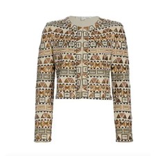 NEW, Veronica Beard Daryl Embellished Jacket Beige Multicolor Size 12 SJ2069