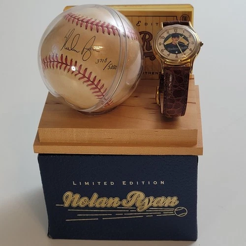 1992 Nolan Ryan Signed Limited Edition Baseball & Fossil Watch Bundle NIB w/COA
