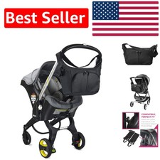 Elegant Black Diaper Bag Stroller Organizer - Doona Compatible Tote Ready