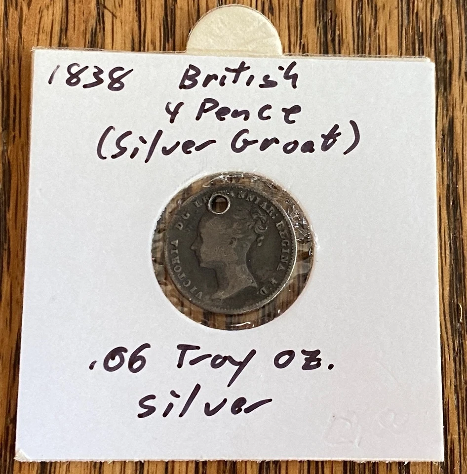 1838 GREAT BRITAIN  QUEEN VICTORIA FOURPENCE - SILVER GROAT -NICE DETAIL - HOLED - Image 3 of 4