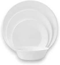 Dinnerware Set 18Pcs Service for 6 Glass Chip Resistant Plates Bowls White