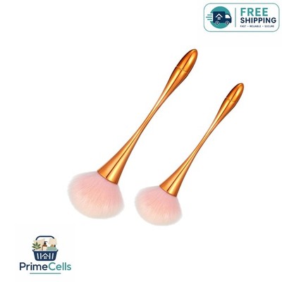 Luxury 2-Piece Fluffy Powder Brush Set in Elegant Rose Gold - Ideal for All Skin