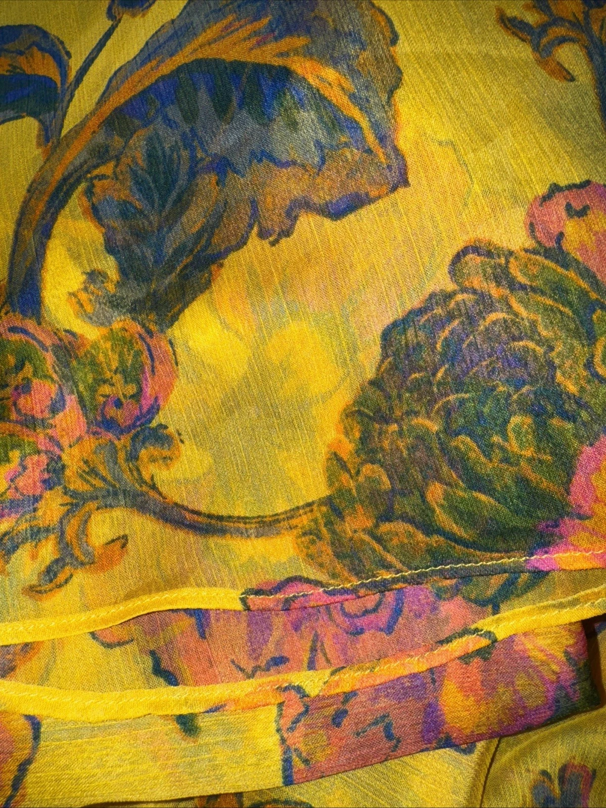 PALM ANGELS Abito Kaia Misa Los Angeles giallo gran canarino scollo a V floreale tropicale nuovo con etichette taglia S!