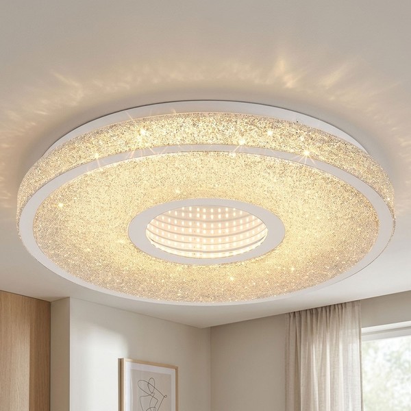 Deckenleuchte Deckenlampe Wohnzimmerleuchte Kristalle 3D Effekt Led D 38 Cm-image