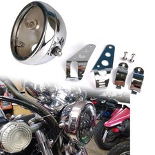 Chrome Motorcycle Headlight Housing Bucket 3240mm Fork Tube Side Mount 5.7"