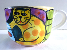 Cat Fish Bowl Mug Cup The Cellar Hand Painted...