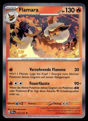 Flamara 013/131 Holo Rare Prismatic Evolutions Holo NM Pokemon Karte Deutsch