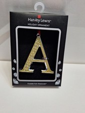 Harvey Lewis Christmas Ornament Letter "A  w/ Fine Swarovski Crystals Boxed New
