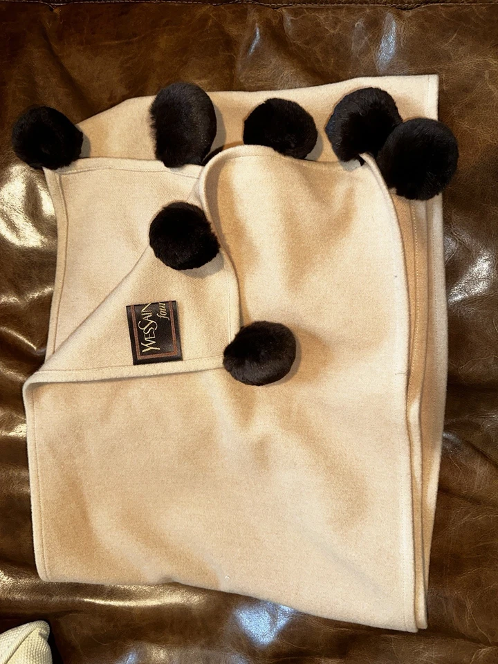 Yves Saint Laurent YSL винтажный шарф YVES SAINT LAURENT FOURRURES кашемир - Изображение 2 из 4