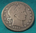 1912-P Barber 90% Silver 25c-Circulated-2 Letters of Liberty Strong-VG-#176 — photo 1