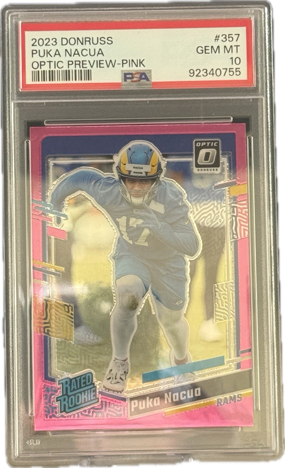 Puka Nacua Panini Donruss #357 Preview Pink Optic
