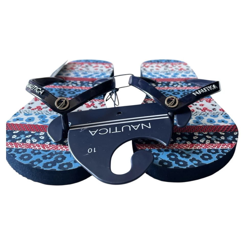 Женские сандалии Nautica стиль имя Sanford шлепанцы цветочный полоски размер 10 - Изображение 2 из 4