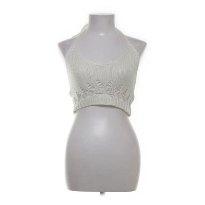 The Kript, Neckholder Top, Größe: S, Weiß, Acryl, Einfarbig, Musterstrick #xQA