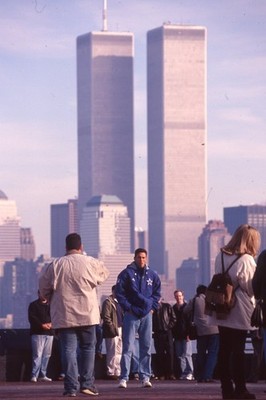 Vtg 35mm Slide NYC World Trade Center Twin Towers 1990s Original Tourist Pose