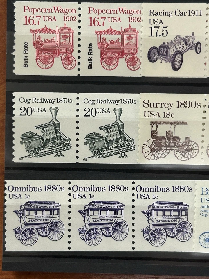 UNITED STATES 1981 - 1995: Six Diff. Transportation Series MNH - Coil Strip 4&5 - Image 2 of 3