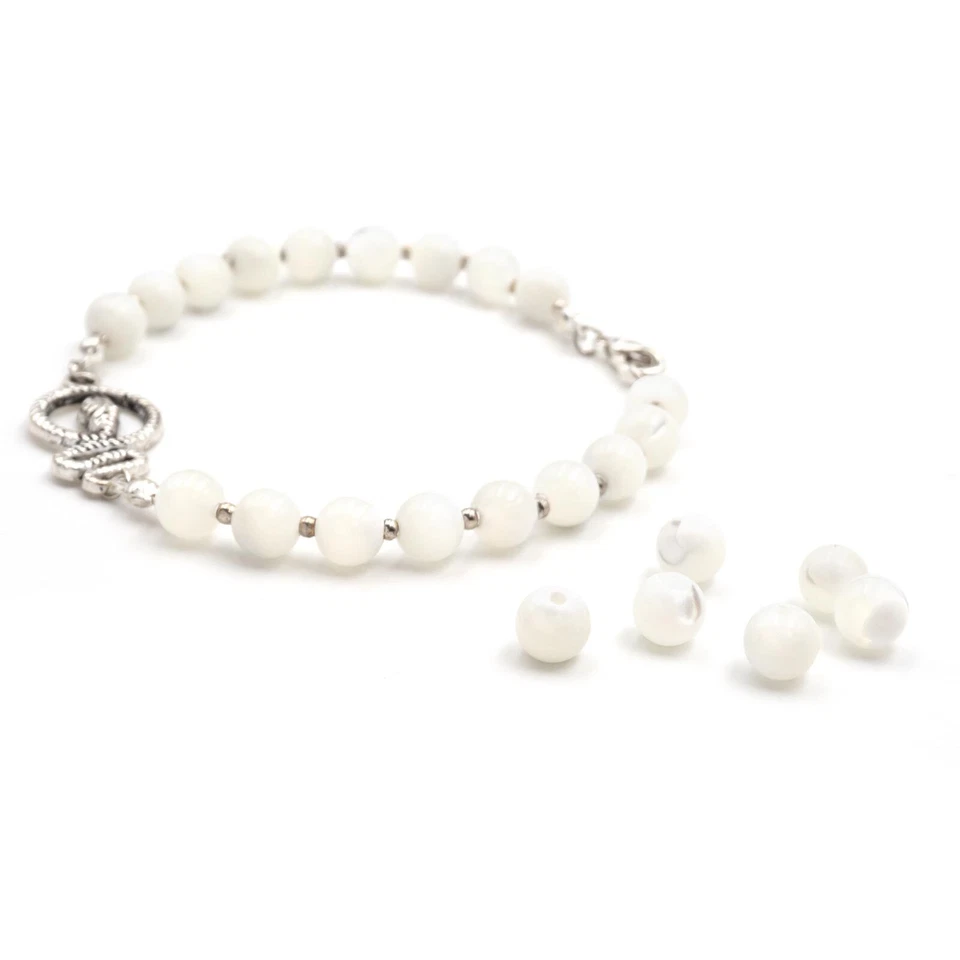 Vintageparts DIY Perlen aus Perlmutt aus gebleichten Trochus-Muscheln 6 mm - Bild 4 von 4